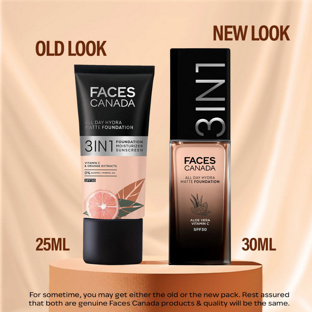 Faces Canada 3 in 1 All Day Hydra Matte Foundation - Rose Ivory 011 | Grocsy