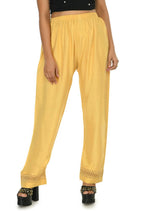 Mominos Fashion Moeza Reyon Cotton Golden Color Straight Work Palazzo | Grocsy