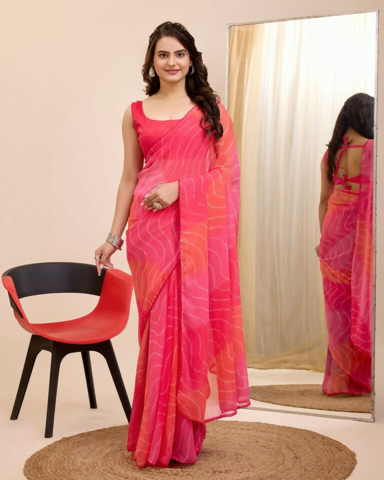 Gajri Georgette Designer Printed Ready To Wear Saree - Ibiza | Grocsy