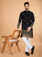Vastranavya Black Exclusive Festival Wear Viscose Silk Thread & Sequence Embroidered Work Kurta | Grocsy