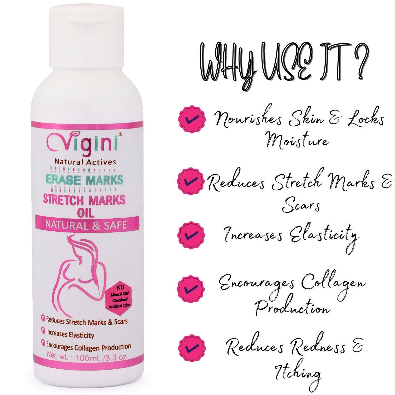 Vigini Natural Actives Stretch Marks Scars Removal Cream Oil | Grocsy