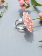 Inhanns Rang-E-Roshan Adjustable Ring – Handmade Crystal Statement Ring - Baby Pink | Grocsy