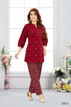 Joban Fashion Cotton Maroon Color Kurta Set | Grocsy