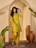 Joban Fashion Embroidery Mustard Pure Cotton Cord Set | Grocsy