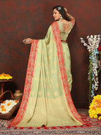 Lorenvalley Fashion Seagreen Cotton Woven Design with Zari Weaving Design Saree | Grocsy