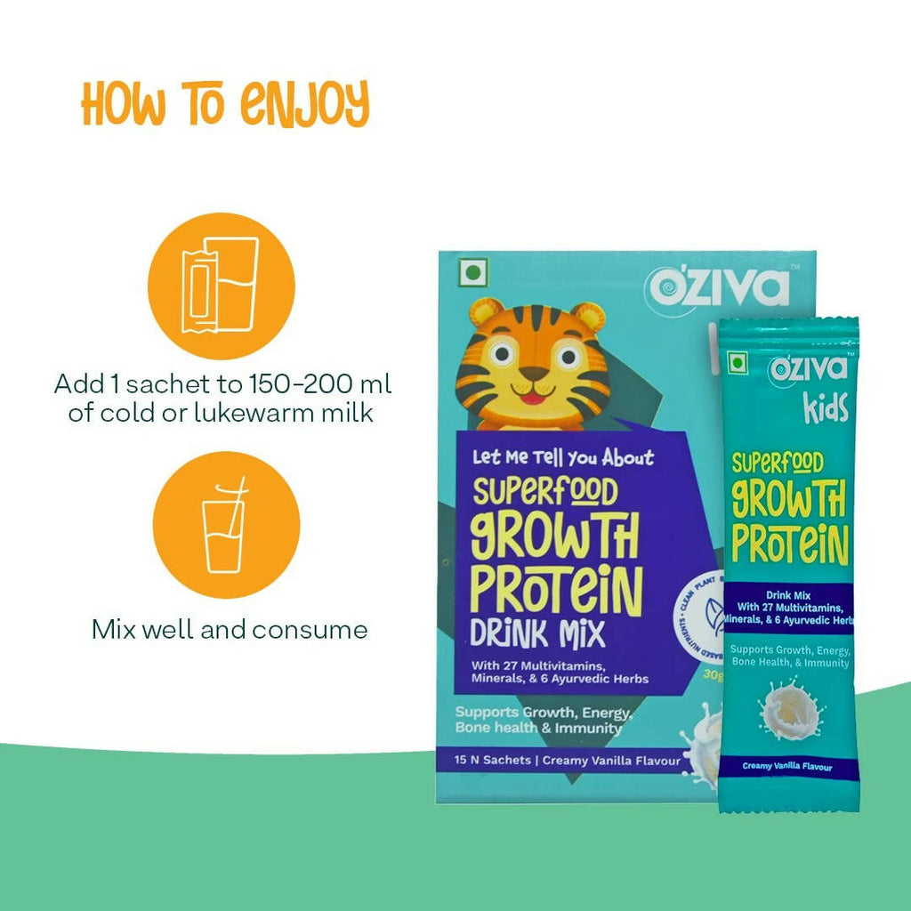 OZiva Kids Superfood Growth Protein Drink Mix | Grocsy