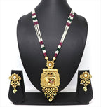 Joban Fashion White & Maroon & Green With Rajwadi Polish Necklace Set | Grocsy