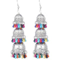 MS Fashion India Muskan Fancy Sterling Silver Earrings With Jhumki & Multicolor Beads | Grocsy