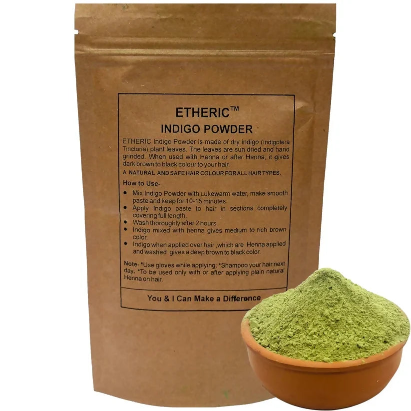 Etheric Indigo Leaves Powder for Chemical Free Natural Hair Colouring & Dye | Amonia Free | Grocsy