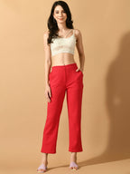 Myshka Women's Pink Straight Fit Party Trouser | Grocsy