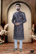 Joban Fashion Men's Wine Base ( Pink & Blue ) TR Kurta with Pyjama | Grocsy