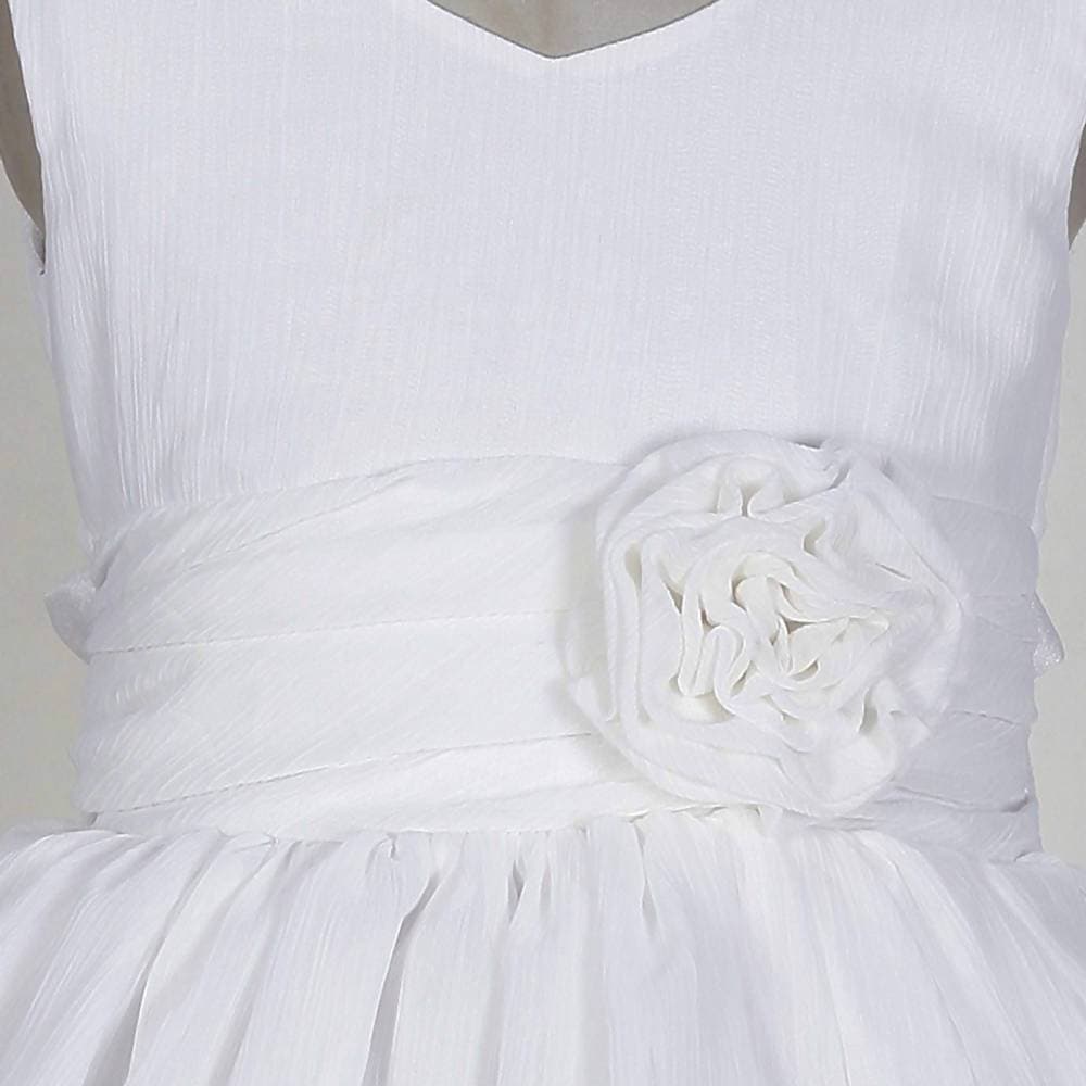 Asmaani Baby Girl's White Colour Satin A-Line Maxi Full Length Dress (AS-DRESS-22170) | Grocsy