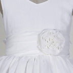 Asmaani Baby Girl's White Colour Satin A-Line Maxi Full Length Dress (AS-DRESS-22170) | Grocsy