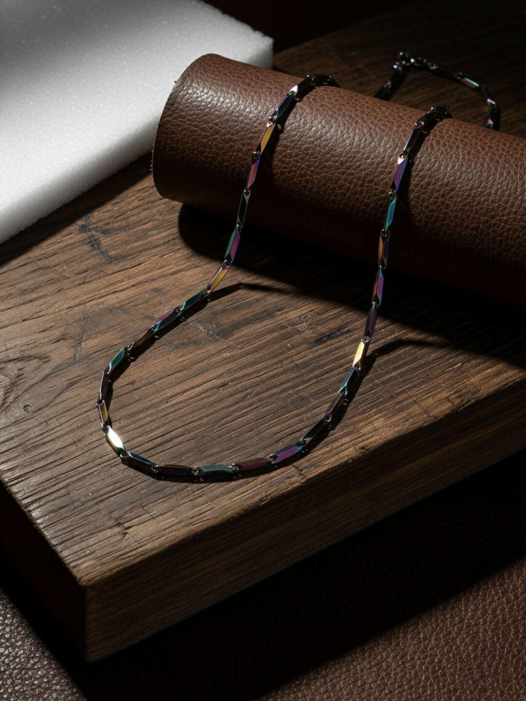 NVR Men's Handcrafted Multicolour Rhodium Plated Chain | Grocsy