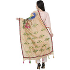 A R Silk Silk Peacock Multi Fancy Dupatta Color Golden Dupatta or Chunni | Grocsy