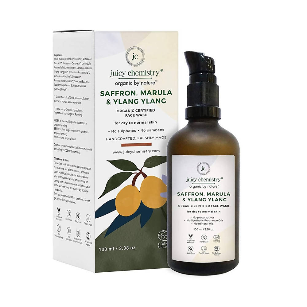 Juicy Chemistry Saffron, Marula & Ylang Ylang Face Wash For Dry | Grocsy