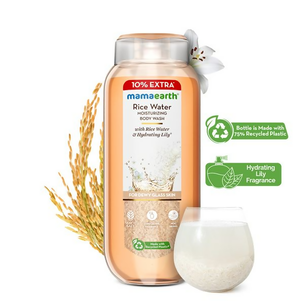 Mamaearth Rice Water Moisturizing Body Wash with Rice Water & Hydrating Lily For Dewy Glass Skin | Grocsy