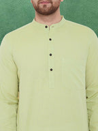 Even Apparels Men's Pure Cotton Green Kurta | Grocsy