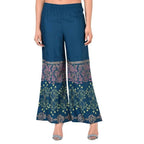 Aniyah Latest Rayon Block Print Flared Palazzo In Blue (AN-161K) | Grocsy