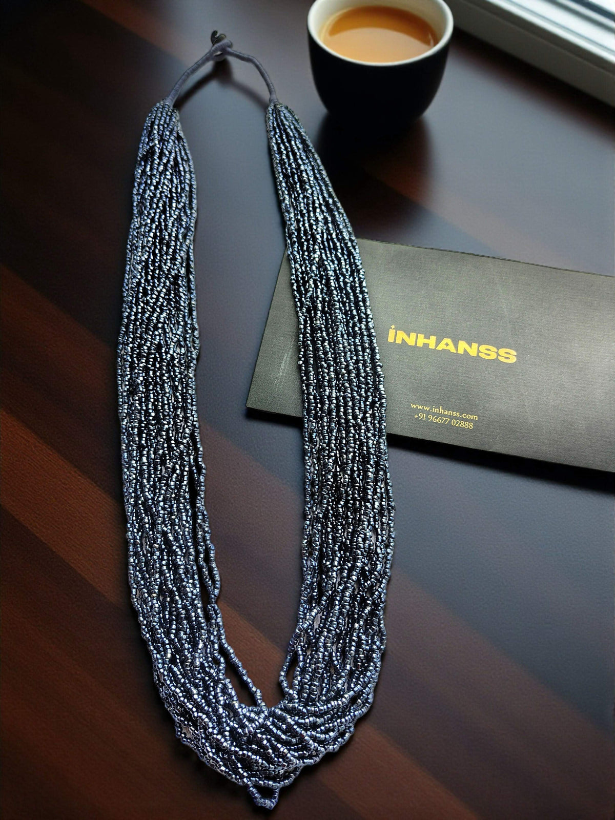Inhanns Rangsaaz 20-Layer Luxe Long Beaded Only Necklace - Navy Blue 20 Layen Long Only Necklace | Grocsy