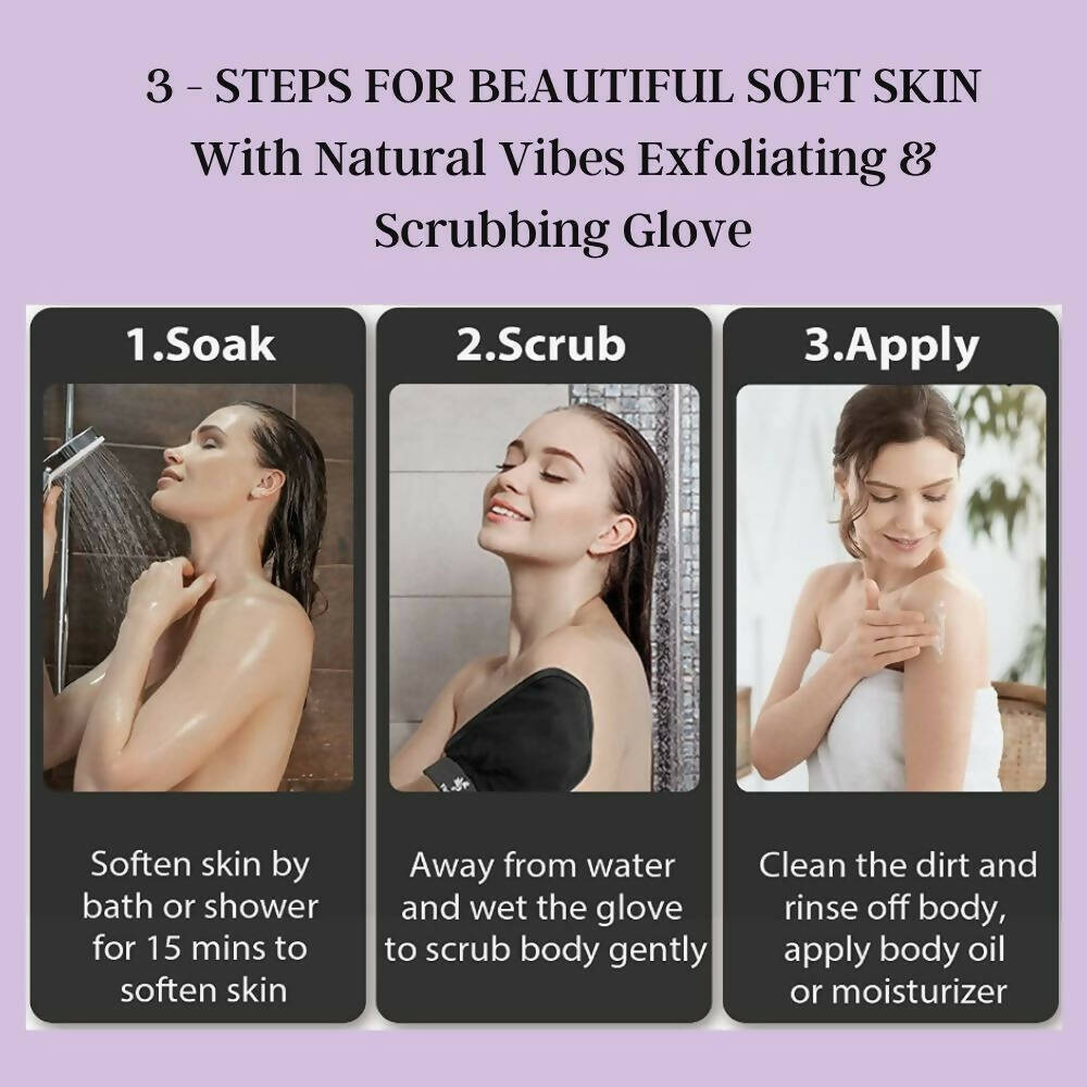 Natural Vibes Exfoliating & Scrubbing Glove for Smooth Skin & Cellulite Reduction | Grocsy