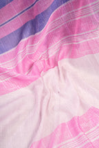 Vastranavya Pink Blue Digital Printed Linen Ready To Wear Designer Saree with Unstitched Blouse | Grocsy