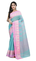 Exclusive Collection Sky Blue 100% Pure Cotton Tant Saree | Grocsy