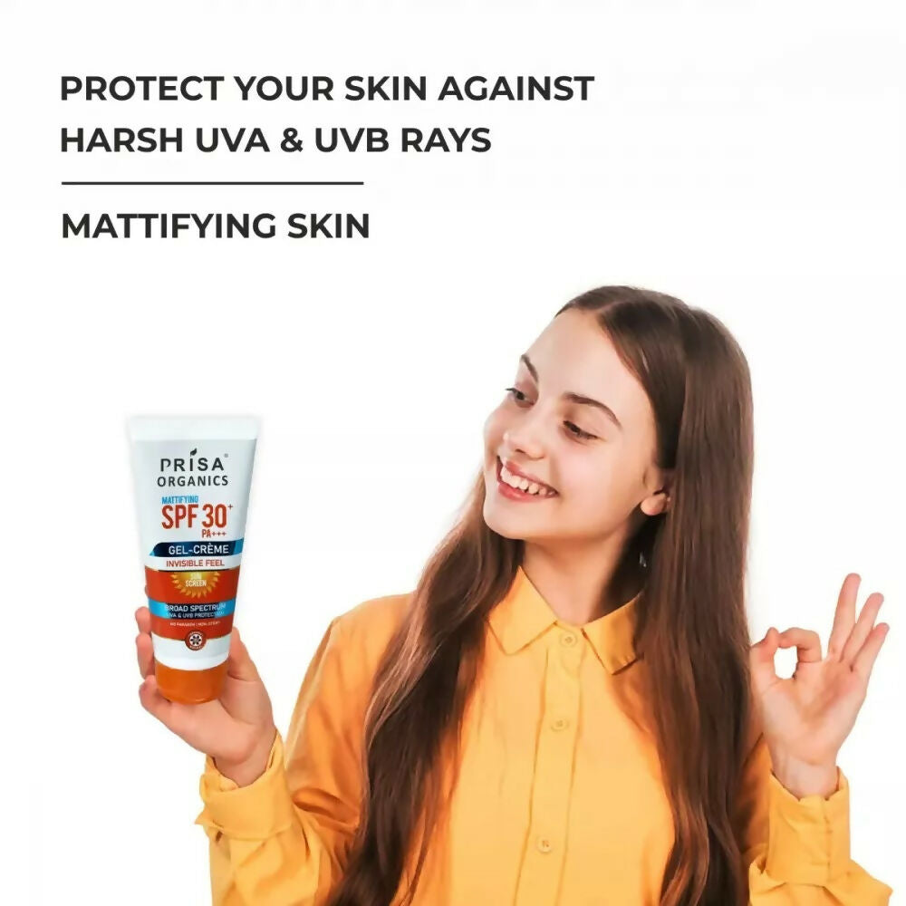 Prisa Organics Mattifying Sun Screen SPF 30 PA+++ Invisible Feel Gel Cream | Grocsy