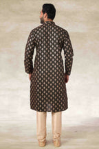 Raivat Ethnic Cotton Printed Work Kurta Pajama In Mehendi Green Colour | Grocsy