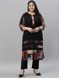 Sztori Plus Size Printed Neck Round Neck Straight Kurta | Grocsy