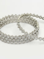 NVR Women's Set of 4 Silver-Plated CZ Stone-Studded Handcrafted Bangles
