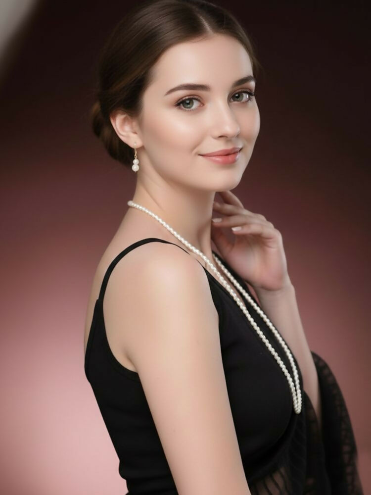 NVR Women Gold Plated White Pearl Necklace With Earrings | Grocsy