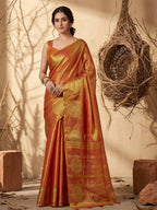 Shree Shyam Fashion Rust Tissue Silk Saree | Grocsy