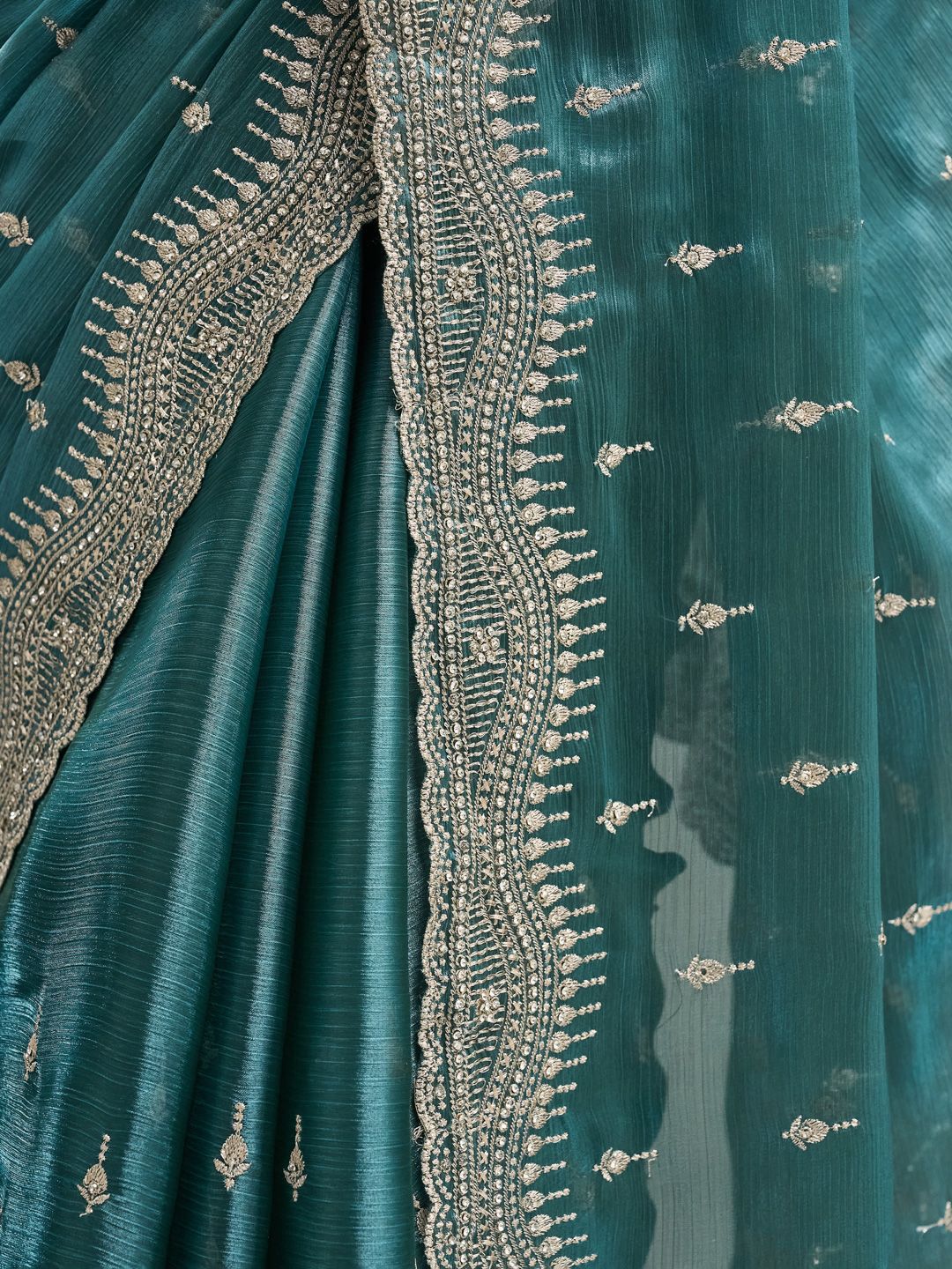 kasee Floral Embroidered Silk Blend Saree | Grocsy