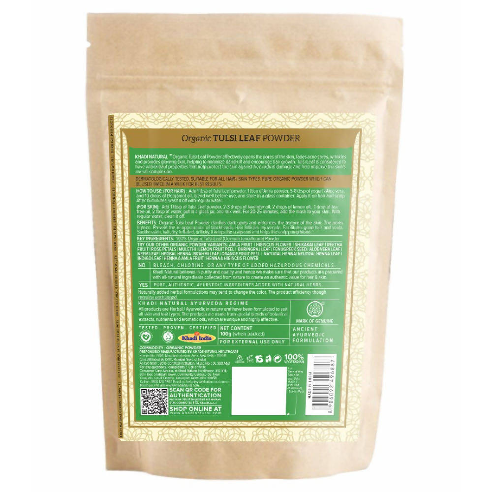 Khadi Natural Organic Tulsi Leaf Powder | Grocsy