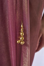 Onion Gold Tissue Net Solid & Gold Cotted Saree - Samaa | Grocsy