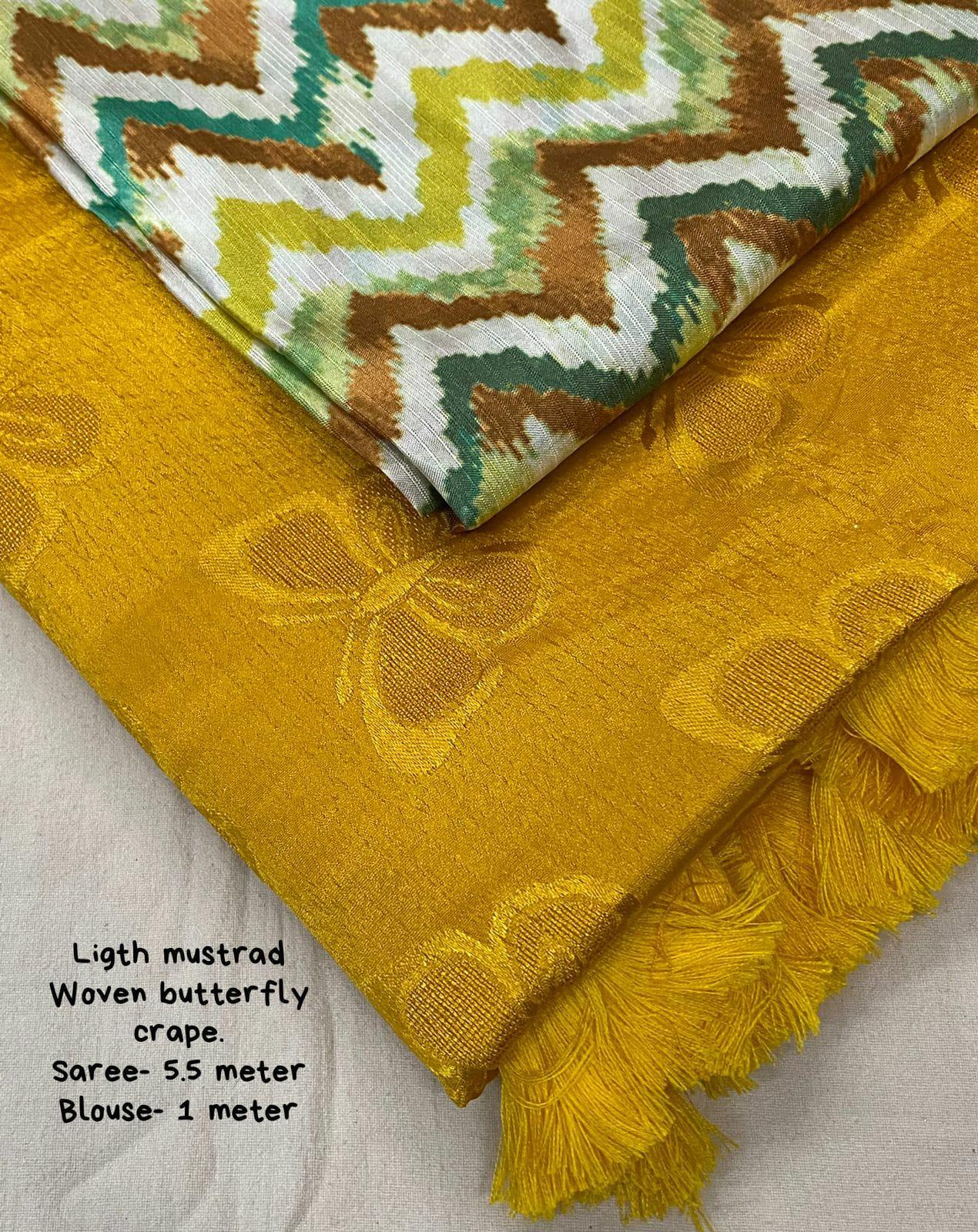 Mustard Silk Blend Ethnic Motifs Saree with Unstitched Blouse - Hiral Fashion | Grocsy