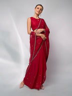 Red Moss Swarovski Designer Saree - Shezlin | Grocsy