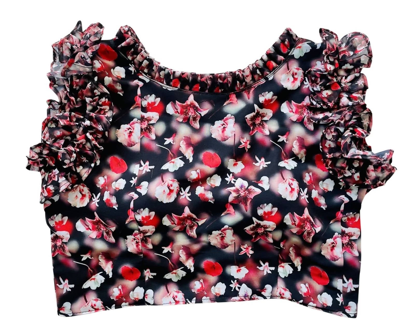 Vamika Beautiful Black Georgette Frill Blouse | Grocsy