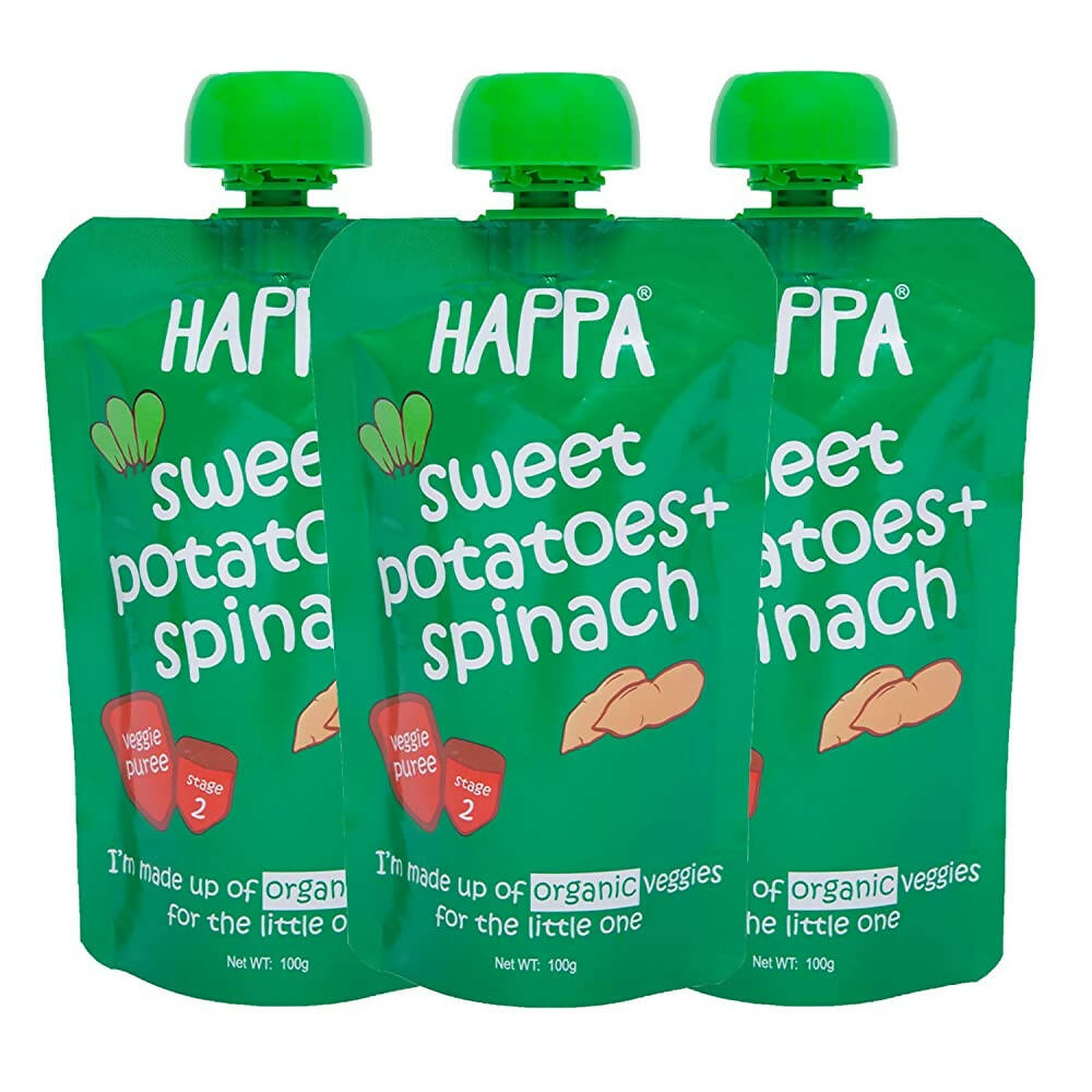 Happa Organic Food, Fruit Puree (Sweet Potato+ Spinach) | Grocsy