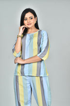 Morchari Digital Print Semi Muslin Co-Ord Set Top & Trouser-Multicolor | Grocsy