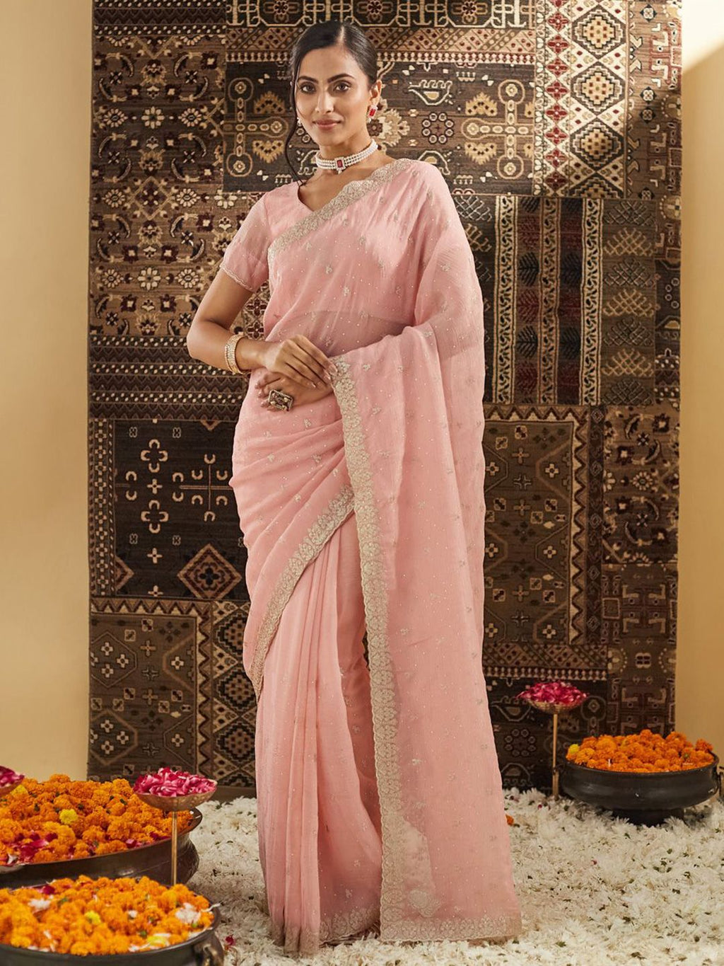 kasee Embellished Zari Pure Silk Saree | Grocsy