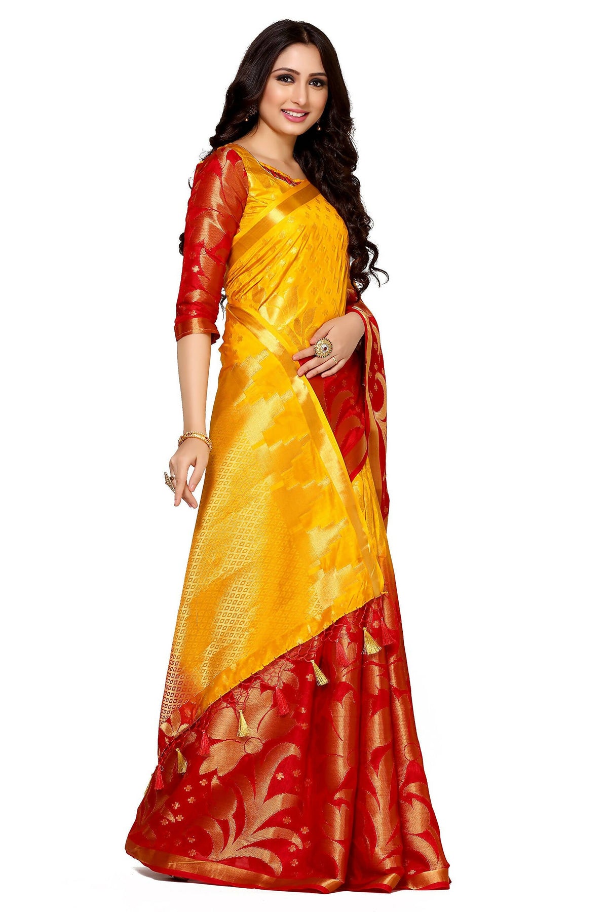 Mimosa Women's Multi Color Art Silk Kanjivaram Saree | Grocsy