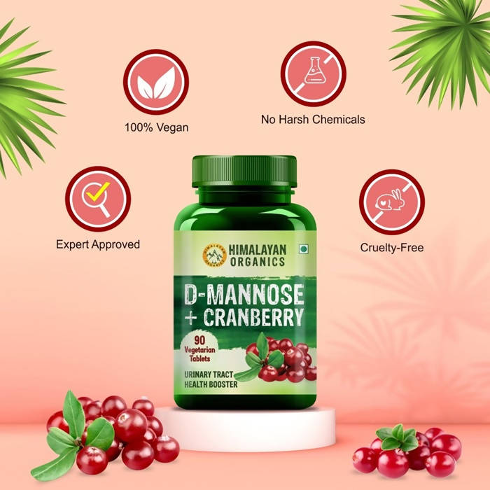 Himalayan Organics D-Mannose + Cranberry Vegetarian Capsules | Grocsy