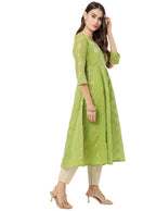 Ahalyaa Women Green Chanderi Jacquard Woven Dress | Grocsy
