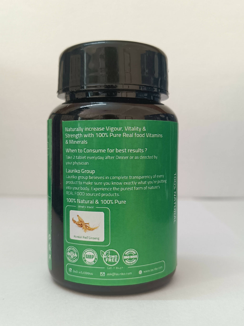 Laurik Koren Red Ginseng 1000Mg Tablets For Men | Natural Plant-Based Supplement For Energy & Stamina | Grocsy