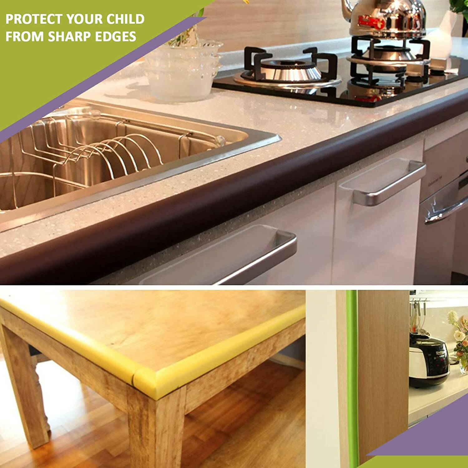 Safe-O-Kid Unique High Density L-Shaped 2 Mtr Long Edge Guard Strips- Brown | Grocsy