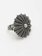 NVR Women's Silver-Toned Floral Shape Adjustable Finger Ring | Grocsy