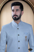 Joban Fashion Men's Blue Base Silk Kurta with Pyjama | Grocsy