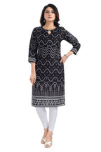 Snehal Creations Wonderful Black Designer Digital Print Cotton Slub Fabric Long Kurti Tunic | Grocsy